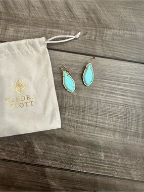 Kendra Scott Aqua Blue Gold-Trim Drop Earrings